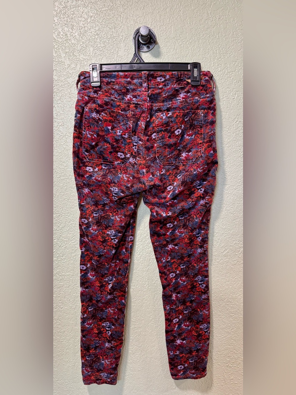 Pilcro & the Letterpress Red & Purple Floral Corduroy High Rise Skinny Jeans 27 - Picture 5 of 5